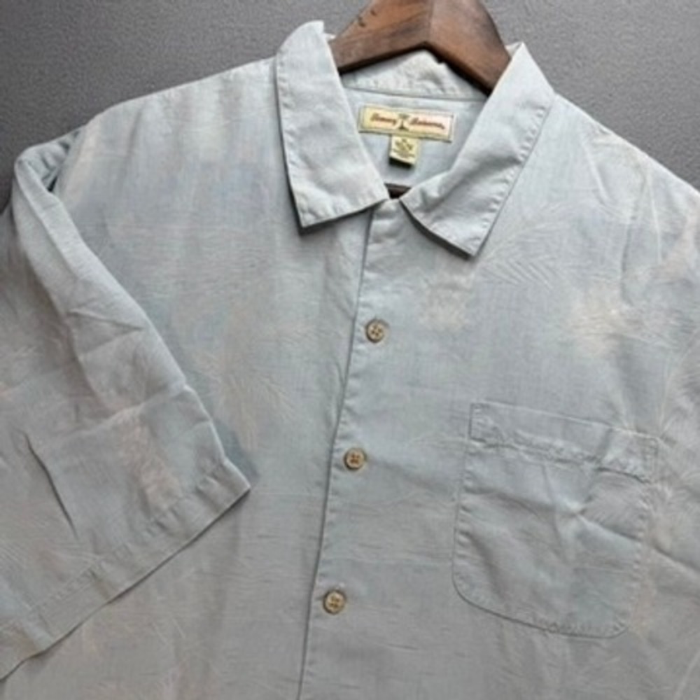 Tommy Bahama Button Up Mens XL Palm Tree Silk Camp Shirt Tropical Embroidered